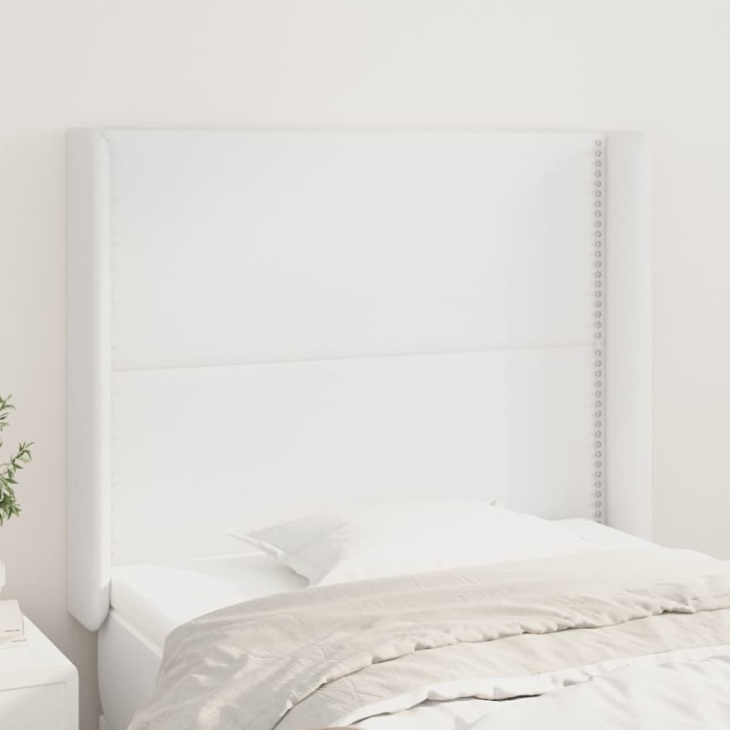 vidaXL Cabecero con orejas de cuero sintético blanco 83x16x118/128 cm vidaXL Cabecero con orejas de cuero sintético blanco 83x16x118/128 cm