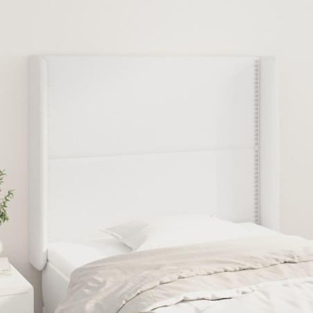 vidaXL Cabecero con orejas de cuero sintético blanco 83x16x118/128 cm