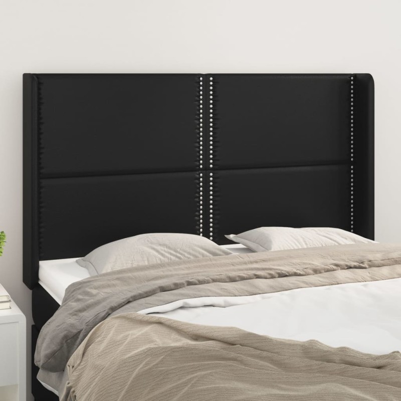 vidaXL Cabecero con orejas de cuero sintético negro 147x16x118/128 cm vidaXL Cabecero con orejas de cuero sintético negro 147x16x118/128 cm