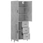 vidaXL Aparador alto madera contrachapada gris hormigón 69,5x34x180 cm vidaXL Aparador alto madera contrachapada gris hormigón 69,5x34x180 cm