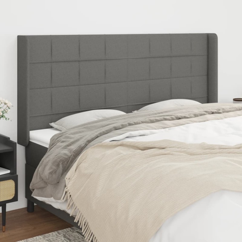 vidaXL Cabecero con orejas de tela gris oscuro 163x16x118/128 cm vidaXL Cabecero con orejas de tela gris oscuro 163x16x118/128 cm