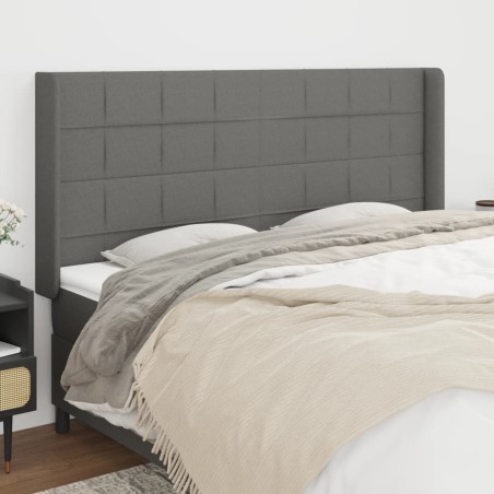 vidaXL Cabecero con orejas de tela gris oscuro 163x16x118/128 cm