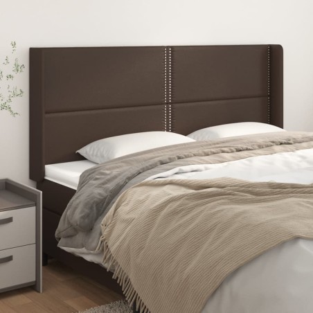 vidaXL Cabecero con orejas cuero sintético marrón 183x16x118/128 cm