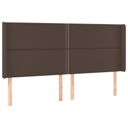 vidaXL Cabecero con orejas cuero sintético marrón 183x16x118/128 cm