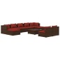 vidaXL Set muebles de jardín 10 pzas y cojines ratán sintético marrón