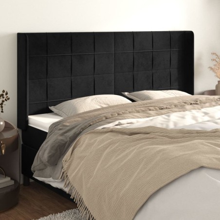 vidaXL Cabecero con orejas de terciopelo negro 163x16x118/128 cm