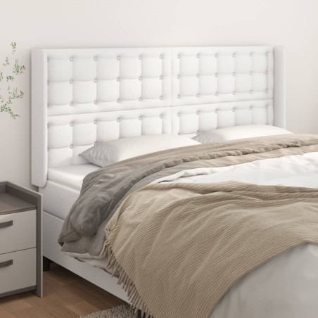 vidaXL Cabecero con orejas de cuero sintético blanco 183x16x118/128 cm