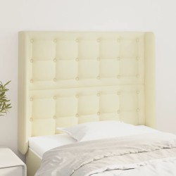 vidaXL Cabecero con orejas cuero sintético color crema 93x16x118/128cm