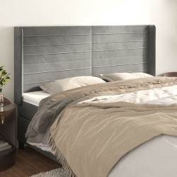 vidaXL Cabecero con orejas de terciopelo gris claro 203x16x118/128 cm