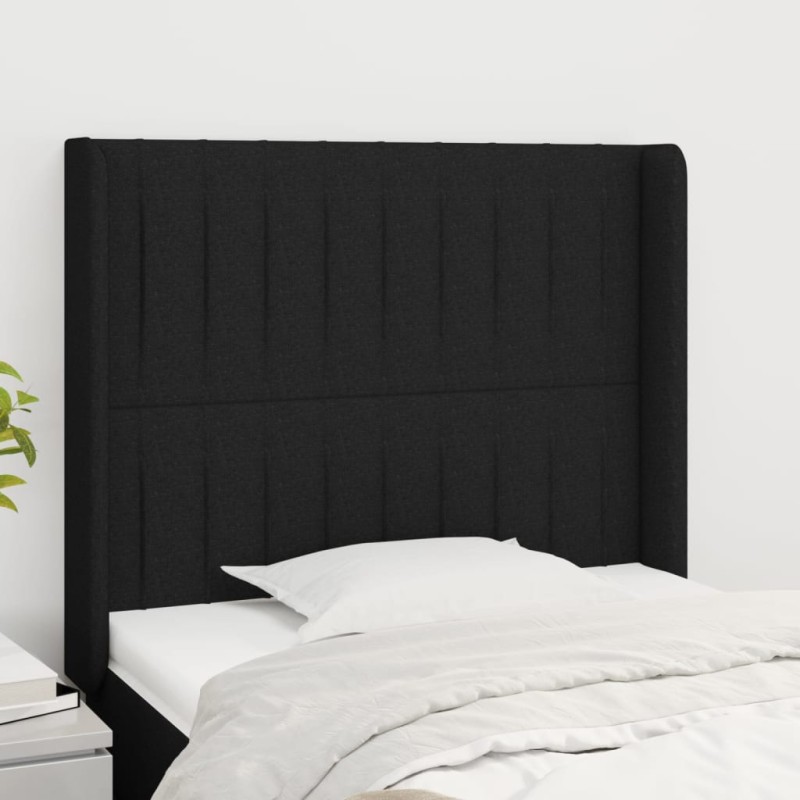 vidaXL Cabecero con orejas de tela negro 93x16x118/128 cm vidaXL Cabecero con orejas de tela negro 93x16x118/128 cm
