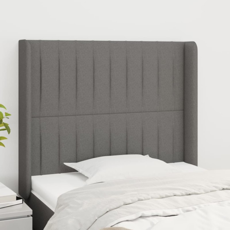 vidaXL Cabecero con orejas de tela gris oscuro 103x16x118/128 cm vidaXL Cabecero con orejas de tela gris oscuro 103x16x118/128 cm
