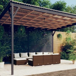 vidaXL Set muebles de jardín 10 pzas y cojines ratán sintético marrón