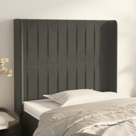 vidaXL Cabecero con orejas de terciopelo gris oscuro 83x16x118/128 cm