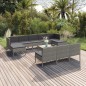 vidaXL Set de muebles de jardín 11 pzas y cojines ratán sintético gris