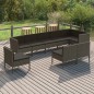 vidaXL Set de muebles de jardín 9 pzas y cojines ratán sintético gris vidaXL Set de muebles de jardín 9 pzas y cojines ratán sintético gris
