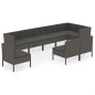 vidaXL Set de muebles de jardín 9 pzas y cojines ratán sintético gris vidaXL Set de muebles de jardín 9 pzas y cojines ratán sintético gris