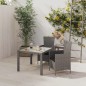 vidaXL Set de comedor de jardín 3 pzas y cojines ratán sintético gris