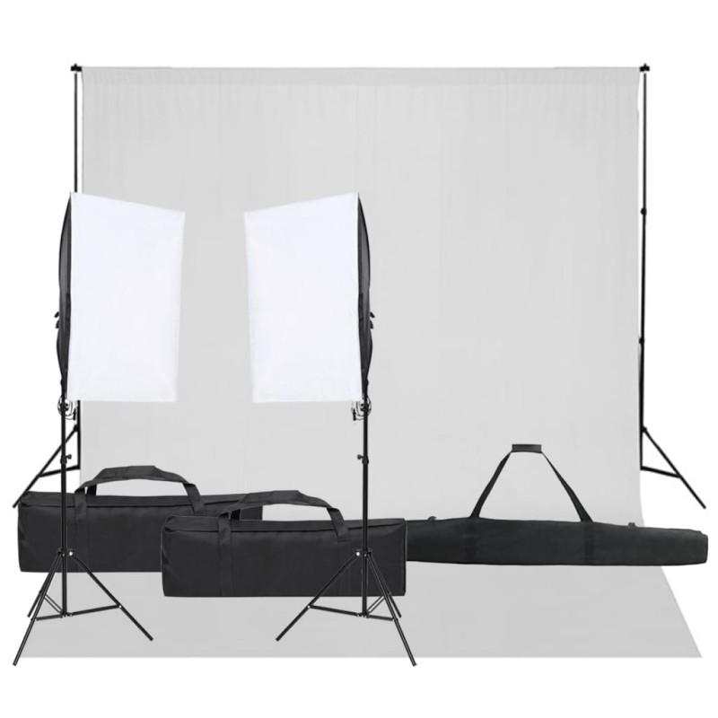 vidaXL Kit de estudio fotográfico con set de luces y fondo vidaXL Kit de estudio fotográfico con set de luces y fondo
