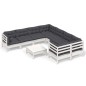 vidaXL Muebles de jardín 9 pzas y cojines blanco madera de pino