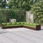 vidaXL Set muebles de jardín 9 piezas y cojines ratán sintético marrón