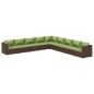 vidaXL Set muebles de jardín 9 piezas y cojines ratán sintético marrón
