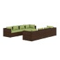 vidaXL Set muebles de jardín 9 piezas y cojines ratán sintético marrón vidaXL Set muebles de jardín 9 piezas y cojines ratán sintético marrón