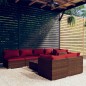vidaXL Set sofás de jardín 8 piezas y cojines ratán sintético marrón vidaXL Set sofás de jardín 8 piezas y cojines ratán sintético marrón