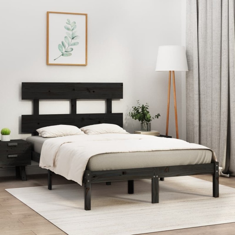 vidaXL Estructura de cama madera maciza de pino negro 120x200 cm