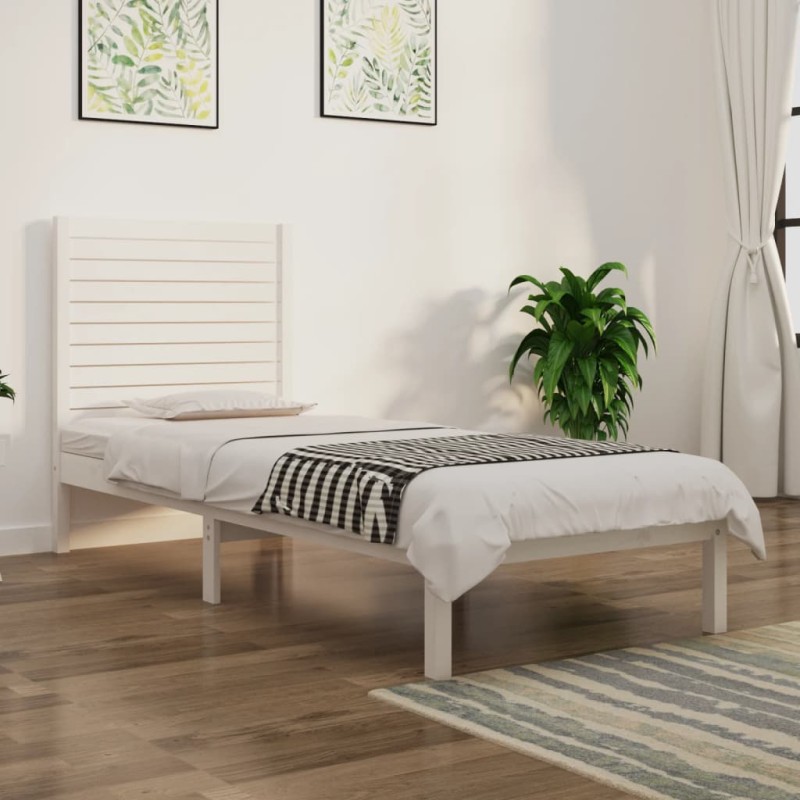 vidaXL Estructura de cama individual madera maciza blanco 90x190 cm vidaXL Estructura de cama individual madera maciza blanco 90x190 cm
