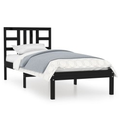vidaXL Estructura de cama madera maciza negra 100x200 cm