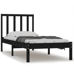 vidaXL Estructura cama madera maciza pino individual negra 75x190 cm
