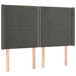 vidaXL Cabecero con orejas de terciopelo gris oscuro 147x16x118/128 cm