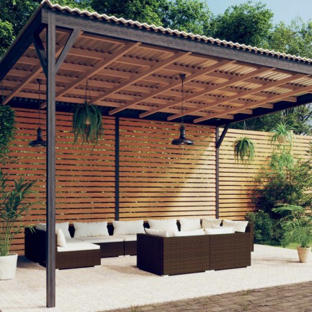 vidaXL Set muebles de jardín 9 piezas y cojines ratán sintético marrón