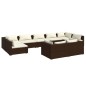 vidaXL Set muebles de jardín 9 piezas y cojines ratán sintético marrón vidaXL Set muebles de jardín 9 piezas y cojines ratán sintético marrón