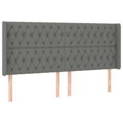vidaXL Cabecero con orejas de tela gris oscuro 203x16x118/128 cm