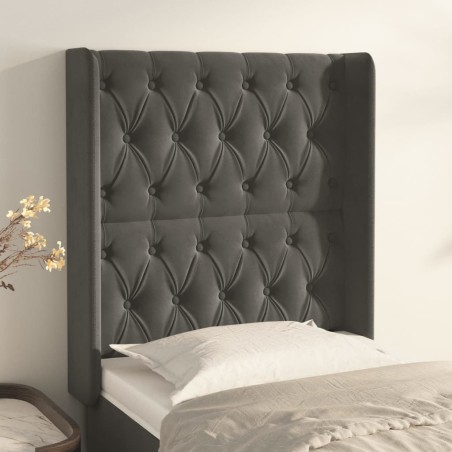 vidaXL Cabecero con orejas de terciopelo gris oscuro 83x16x118/128 cm