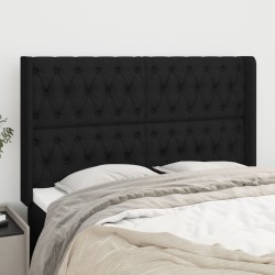 vidaXL Cabecero con orejas de tela negro 163x16x118/128 cm