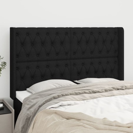 vidaXL Cabecero con orejas de tela negro 163x16x118/128 cm
