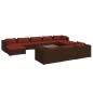 vidaXL Set muebles de jardín 11 pzas y cojines ratán sintético marrón vidaXL Set muebles de jardín 11 pzas y cojines ratán sintético marrón
