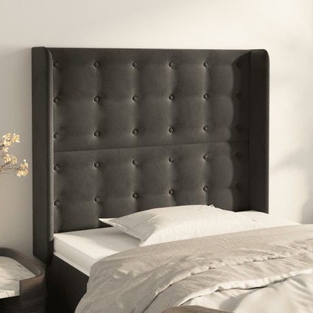 vidaXL Cabecero con orejas de terciopelo gris oscuro 103x16x118/128 cm