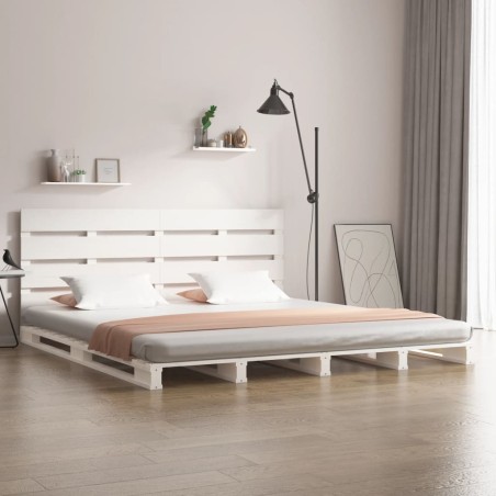 vidaXL Estructura de cama madera maciza de pino blanco 140x200 cm