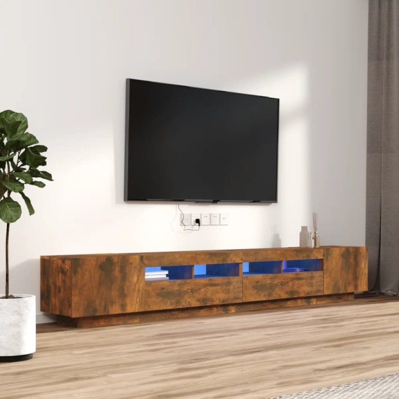 vidaXL Set de muebles TV con LEDS 3 pzas contrachapada roble ahumado vidaXL Set de muebles TV con LEDS 3 pzas contrachapada roble ahumado
