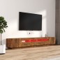 vidaXL Set de muebles TV con LEDS 3 pzas contrachapada roble ahumado vidaXL Set de muebles TV con LEDS 3 pzas contrachapada roble ahumado
