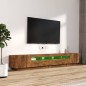 vidaXL Set de muebles TV con LEDS 3 pzas contrachapada roble ahumado vidaXL Set de muebles TV con LEDS 3 pzas contrachapada roble ahumado