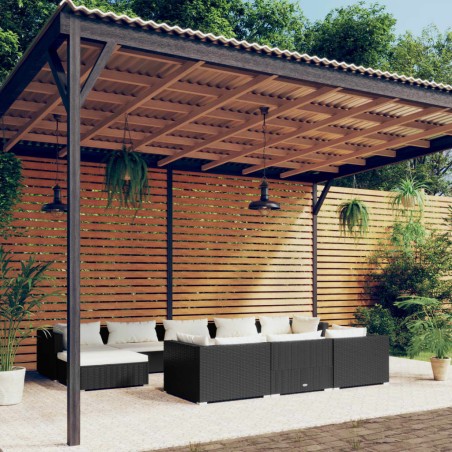 vidaXL Set de muebles de jardín 10 pzas cojines ratán sintético negro