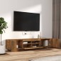 vidaXL Set de muebles TV con LEDS 2 pzas contrachapada roble ahumado