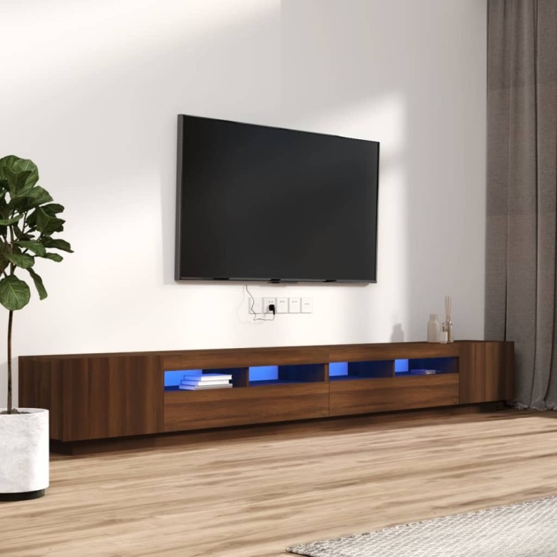 vidaXL Set muebles TV con LED 3 pzas madera contrachapada roble marrón vidaXL Set muebles TV con LED 3 pzas madera contrachapada roble marrón
