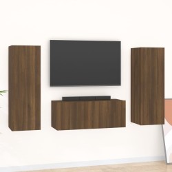 vidaXL Set de muebles para TV 3 pzas madera contrachapada roble marrón