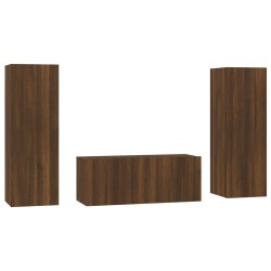 vidaXL Set de muebles para TV 3 pzas madera contrachapada roble marrón