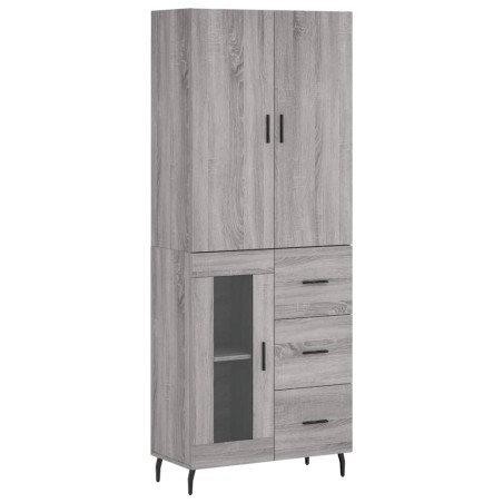vidaXL Aparador alto madera contrachapada gris sonoma 69,5x34x180 cm